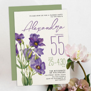 Invitation Jardin de Fleurs Violettes Élégantes Fête à l'Aqua