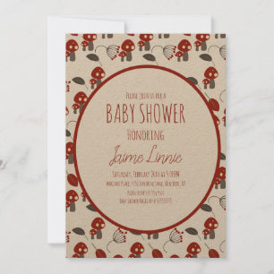 Invitation Jardin de forêt de Baby Shower Champignon Mignon