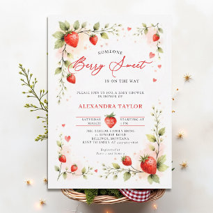 Invitation Jardin de fraises doux comme des baies pour Baby S