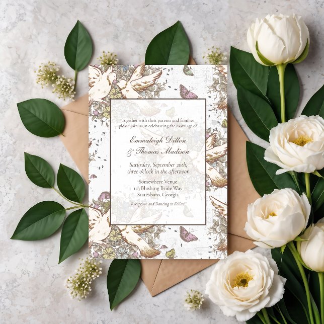 Invitation Jardin de la colombe blanche | Sage Green (Créateur téléchargé)