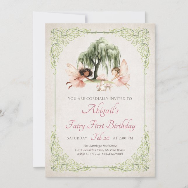 Invitation Jardin de la Forêt Enchantée des Fées Anniversaire (Devant)
