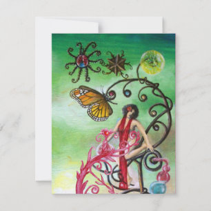 Invitation JARDIN DE LA MELISSA 2,  rouge, rose vert blanc