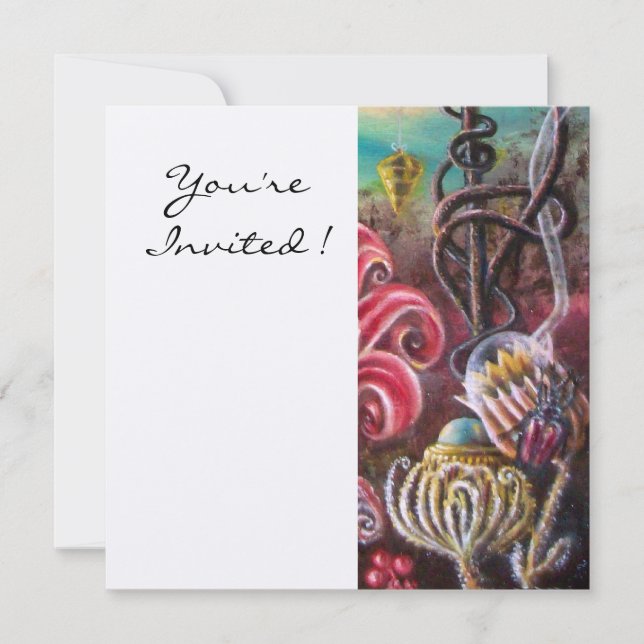 Invitation JARDIN DE LA MÉLISSE 2, Champagne Blanc ,Fuchsia (Devant)