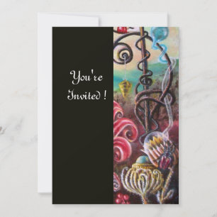 Invitation JARDIN DE LA MÉLISSE 2, Noir, Blanc, Fuchsia