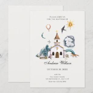 Invitation Jardin de l'église de village baptême