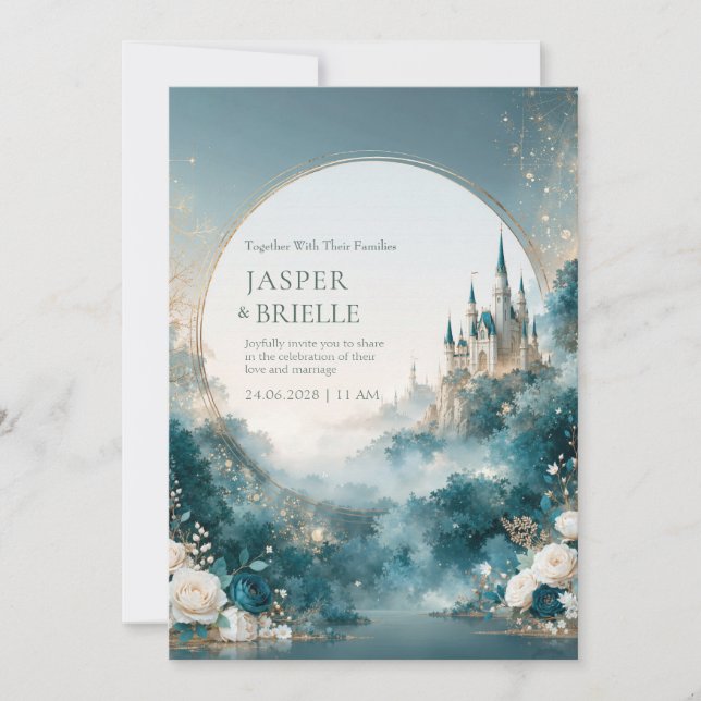 Invitation Jardin de mariage du château céleste de la brume d (Devant)