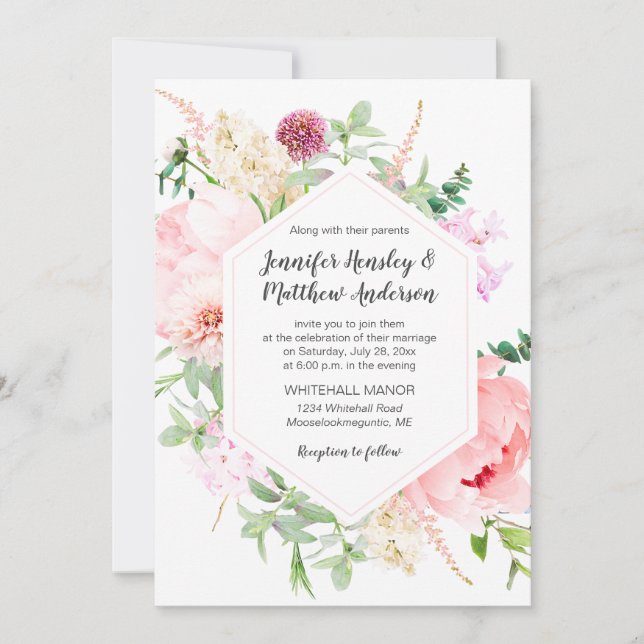 Invitation Jardin de mariage sauvage aquarelle | (Devant)