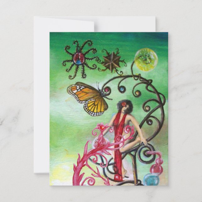 Invitation JARDIN DE MELISSA rouge rose vert bleu vif (Devant)