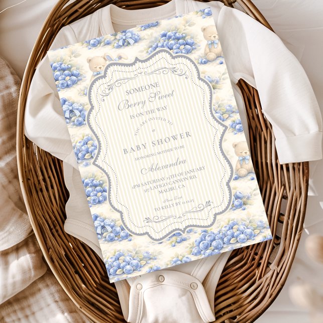 Invitation Jardin de myrtilles Teddy Toile Fête de bébé (Créateur téléchargé)