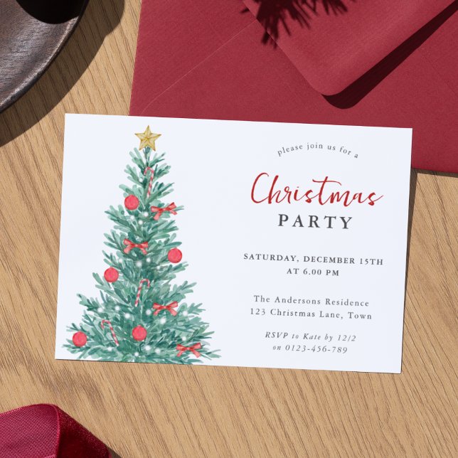 Invitation Jardin de Noël moderne Red Gold (Créateur téléchargé)