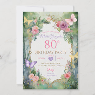 Invitation Jardin de papillons enchanté pour une fête d'anniv