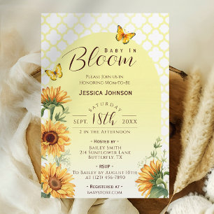 Invitation Jardin de papillons jaunes Baby Shower