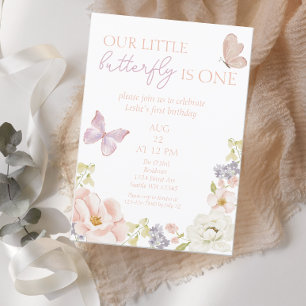 Invitation Jardin de papillons Whimsical Premier anniversaire