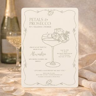 Invitation Jardin de Pétals Prosecco Minimaliste Enterrement