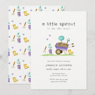 Invitation Jardin de pousses coloré et mignon Baby Shower 