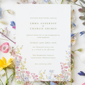 Invitation Jardin de prairie Fleurs sauvages Mariage Printemp