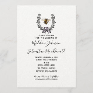 Invitation JARDIN DE PRINTEMPS vintage JARDIN DE MARIAGE prun