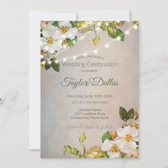 Invitation Jardin de roses d'ivoire | Mariage en rose pâle (Devant)