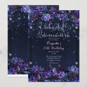 Invitation Jardin de Roses Fantaisie Violet Enchanté pour Qui