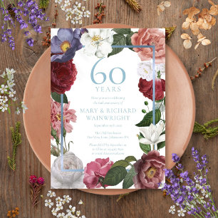 Invitation Jardin de roses Floral 60e anniversaire de mariage