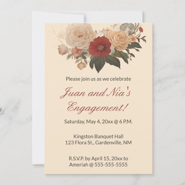 Invitation Jardin de roses modifiable (Devant)