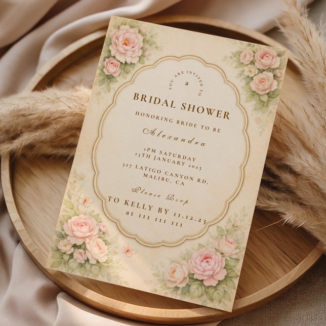 Invitation Jardin de roses roses pastel pour mariage (Créateur téléchargé)