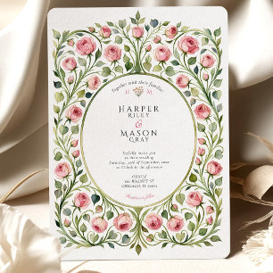 Invitation Jardin de roses roses vintage mariage luxuriant