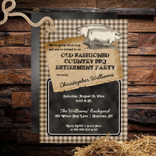 Invitation Jardin de rôti de porc rustique BBQ Parti de retra