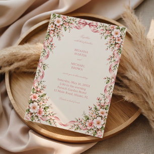 Invitation Jardin de ruban rose Romance florale