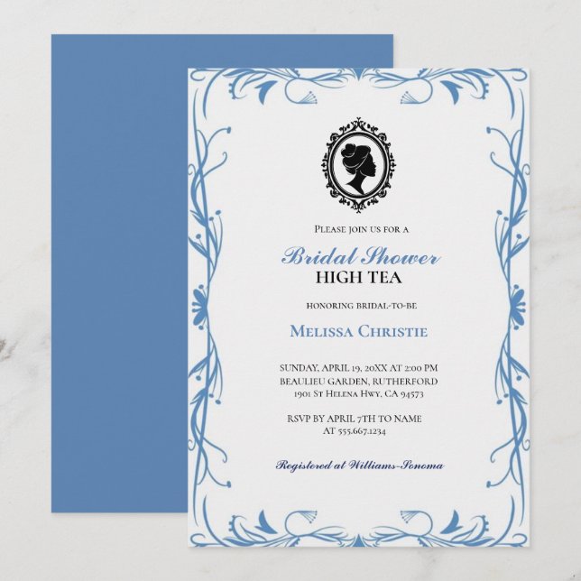 Invitation jardin de thé à la hauteur, jolis pastels doux (Devant / Derrière)