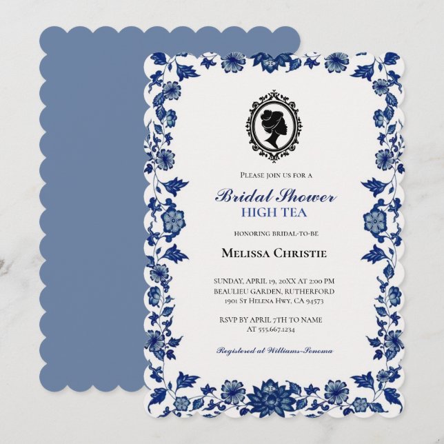 Invitation jardin de thé à l'anglaise, jolis pastels doux (Devant / Derrière)