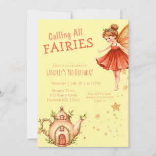 Invitation Jardin de Thé Enchanté des Fées Fête d'anniversair