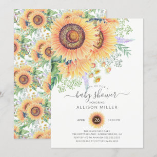 Invitation Jardin de tournesol Baby shower floral