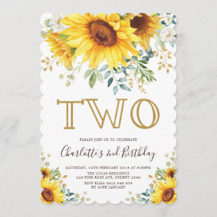 Invitation Jardin de tournesol chic verdure fleurie 2e annive