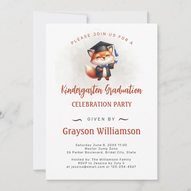 Invitation Jardin d'enfants Graduation Fox (Devant)