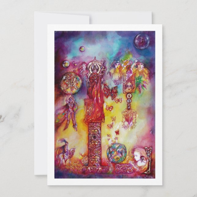 Invitation JARDIN DES OMBRES PERDUES Fées,Papillons Rose (Devant)