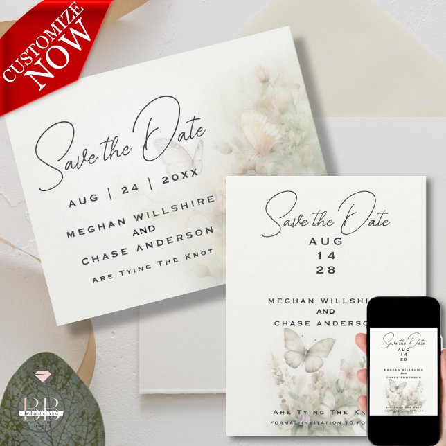 Invitation Jardin des papillons enchantés (easy to customize in 2 styles )