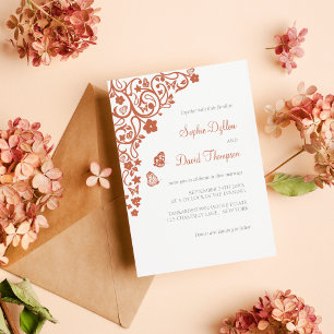 Invitation Jardin des papillons floraux Terracotta Boho Maria