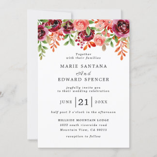 Invitation Jardin d'été Aquarelle Mariage floral