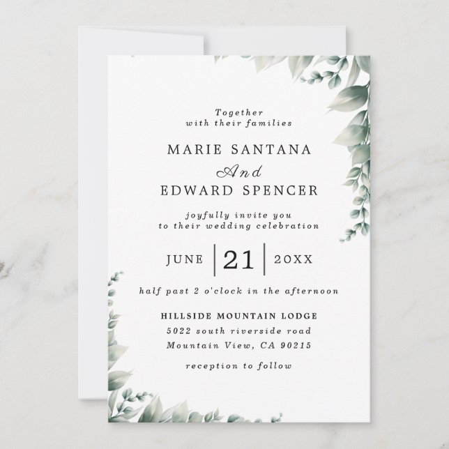 Invitation Jardin d'été Aquarelle Mariage floral (Devant)
