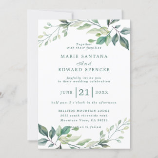 Invitation Jardin d'été Aquarelle Mariage floral