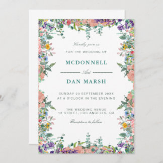 Invitation Jardin d'été Aquarelle Mariage floral