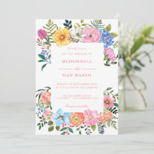 Invitation Jardin d'été Aquarelle Mariage floral