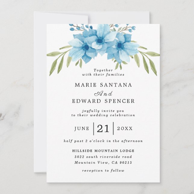 Invitation Jardin d'été Aquarelle Mariage floral (Devant)