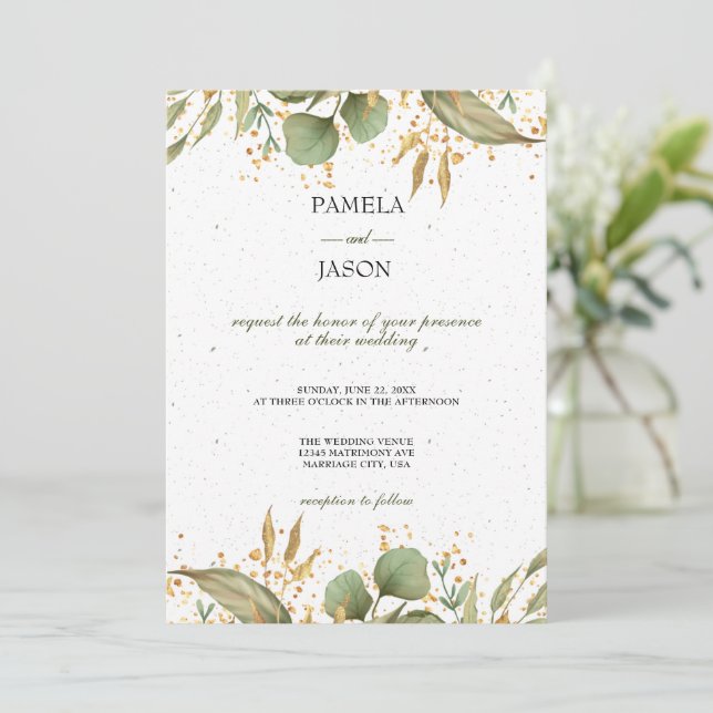 Invitation Jardin d'été Aquarelle mariage floral (Debout devant)