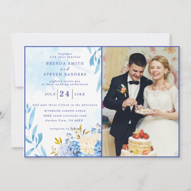Invitation Jardin d'été Aquarelle Mariage floral (Devant)