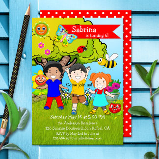 Invitation Jardin d'été Enfants Fête d'anniversaire Invitatio