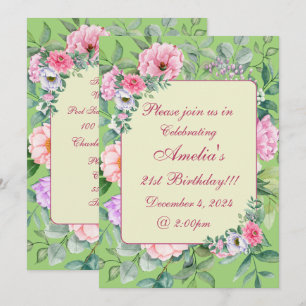 Invitation Jardin d'été fêté floral Anniversaire