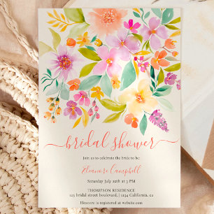 Invitation Jardin d'été floral aquarelle douche de mariage