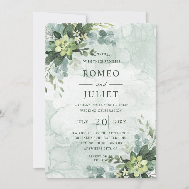 Invitation Jardin d'été Floral Mariage (Devant)